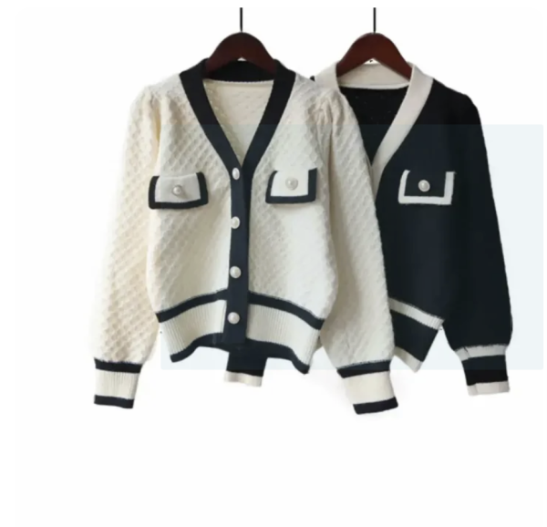 Cuplikan layar 2025-08-01 031723 Cardigan Korean Style Sweater Wanita Baju Rajut 016 Cantik Elegan Lengan Panjang Hitam Putih Beige Santai Wol Rajut Gede
